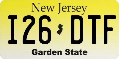 NJ license plate I26DTF
