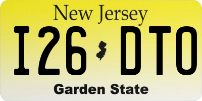 NJ license plate I26DTO