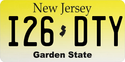 NJ license plate I26DTY