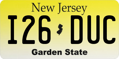 NJ license plate I26DUC