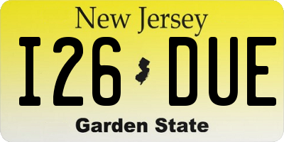 NJ license plate I26DUE