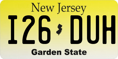 NJ license plate I26DUH