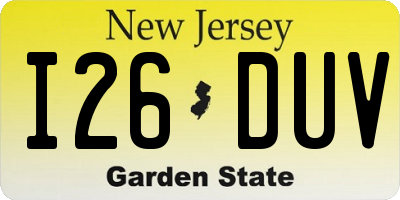 NJ license plate I26DUV