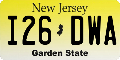NJ license plate I26DWA