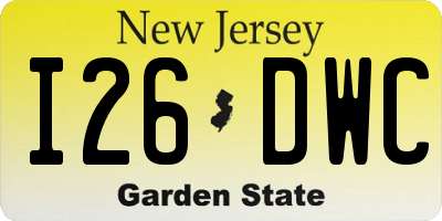 NJ license plate I26DWC
