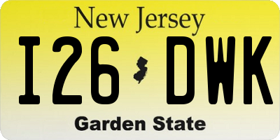 NJ license plate I26DWK