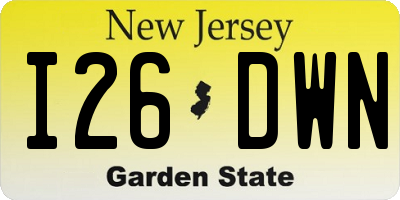 NJ license plate I26DWN
