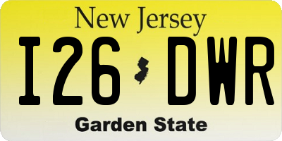 NJ license plate I26DWR