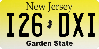NJ license plate I26DXI