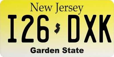NJ license plate I26DXK