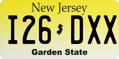 NJ license plate I26DXX