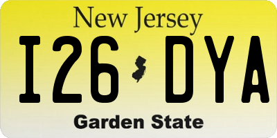 NJ license plate I26DYA