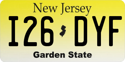 NJ license plate I26DYF