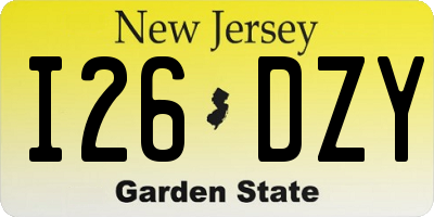 NJ license plate I26DZY