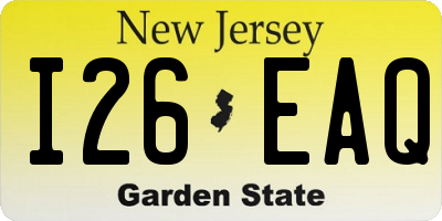 NJ license plate I26EAQ