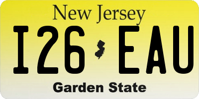 NJ license plate I26EAU