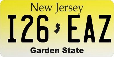 NJ license plate I26EAZ