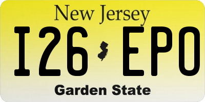 NJ license plate I26EPO
