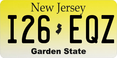 NJ license plate I26EQZ