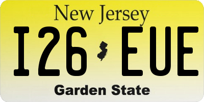 NJ license plate I26EUE