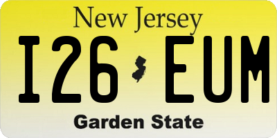 NJ license plate I26EUM