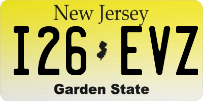 NJ license plate I26EVZ