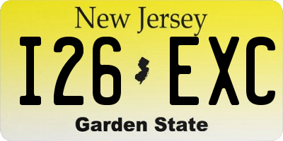 NJ license plate I26EXC