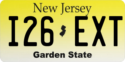 NJ license plate I26EXT