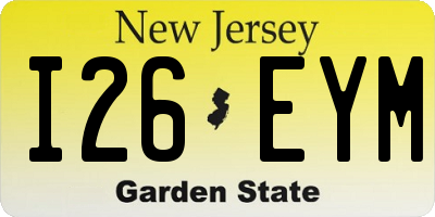 NJ license plate I26EYM