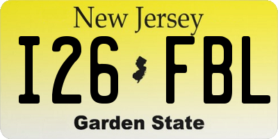 NJ license plate I26FBL