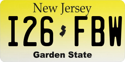 NJ license plate I26FBW