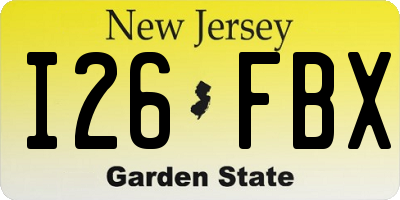 NJ license plate I26FBX