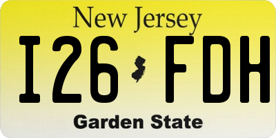 NJ license plate I26FDH