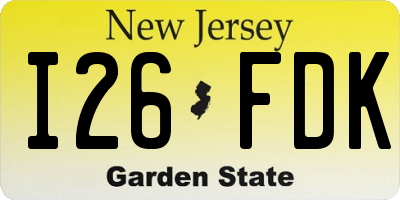 NJ license plate I26FDK