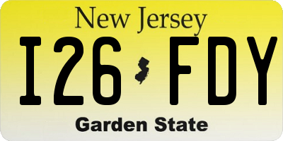 NJ license plate I26FDY