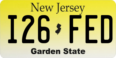 NJ license plate I26FED