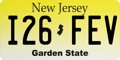 NJ license plate I26FEV