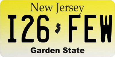 NJ license plate I26FEW