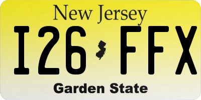 NJ license plate I26FFX