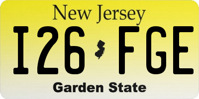 NJ license plate I26FGE