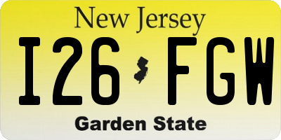 NJ license plate I26FGW