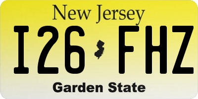 NJ license plate I26FHZ