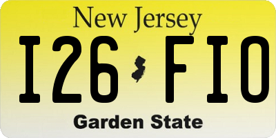 NJ license plate I26FIO