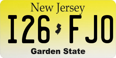 NJ license plate I26FJO