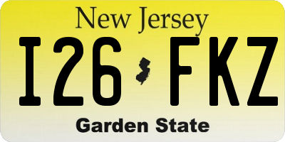 NJ license plate I26FKZ