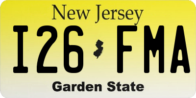 NJ license plate I26FMA