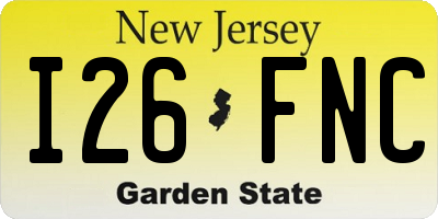 NJ license plate I26FNC