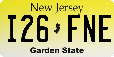 NJ license plate I26FNE