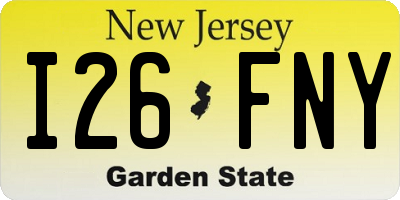 NJ license plate I26FNY