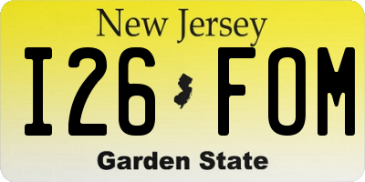 NJ license plate I26FOM